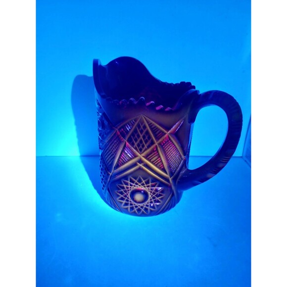Vintage Westmoreland Ruby Red Amberina Glass 6" Pitcher Glows! - Picture 15 of 15
